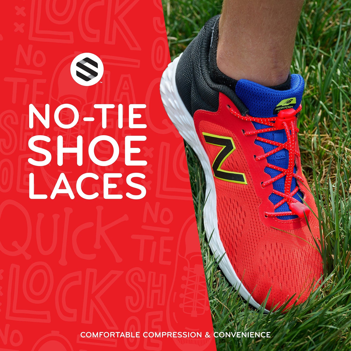 Red Quick Lock No-Tie Elastic Shoelaces โ view 7