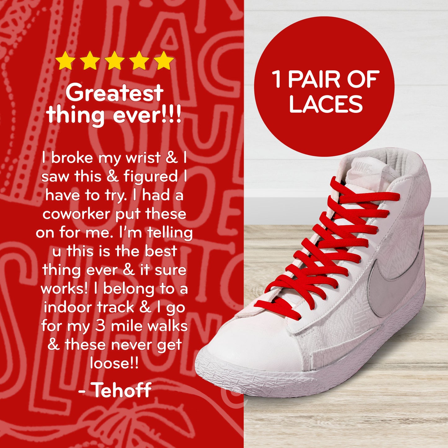 Red Orange Flat Elastic Stretch Shoe Laces