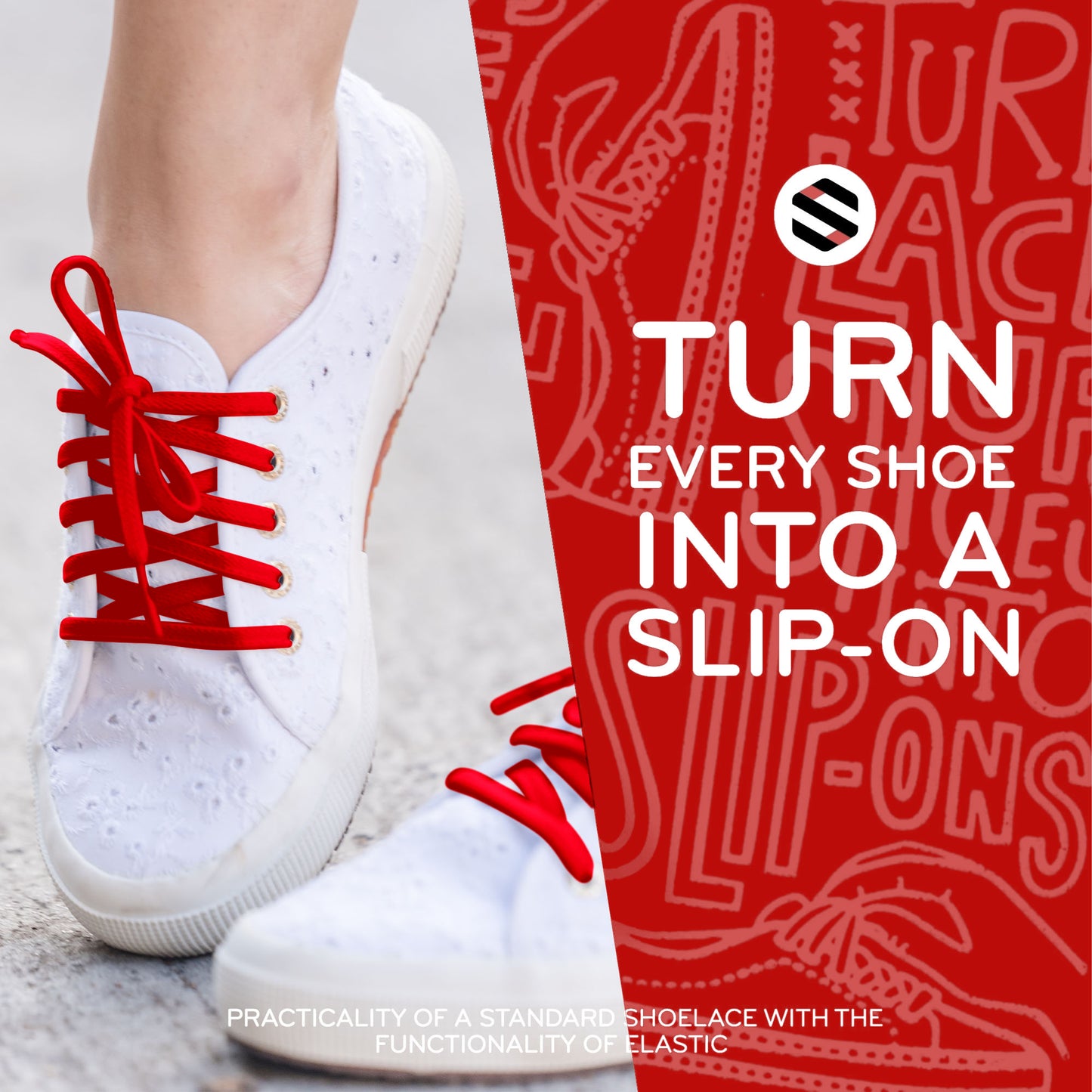 Red Orange Flat Elastic Stretch Shoe Laces