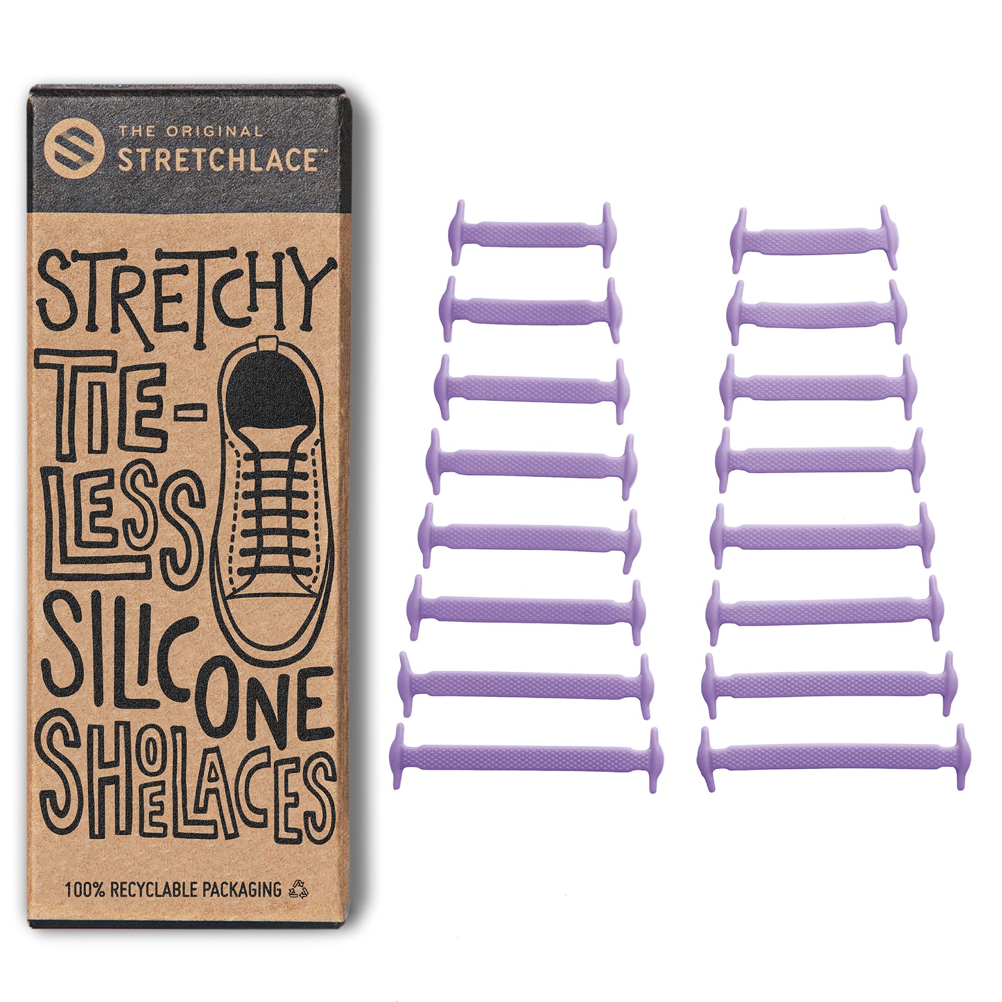 Purple Stretchy Tieless Silicone Elastic Shoelaces | 16 Straps