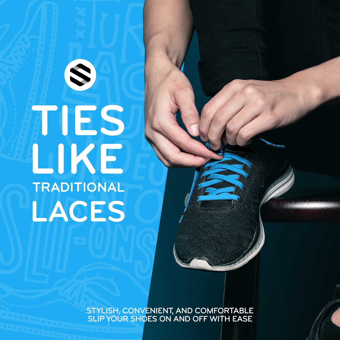 Neon Blue Flat Elastic Stretch Shoe Laces