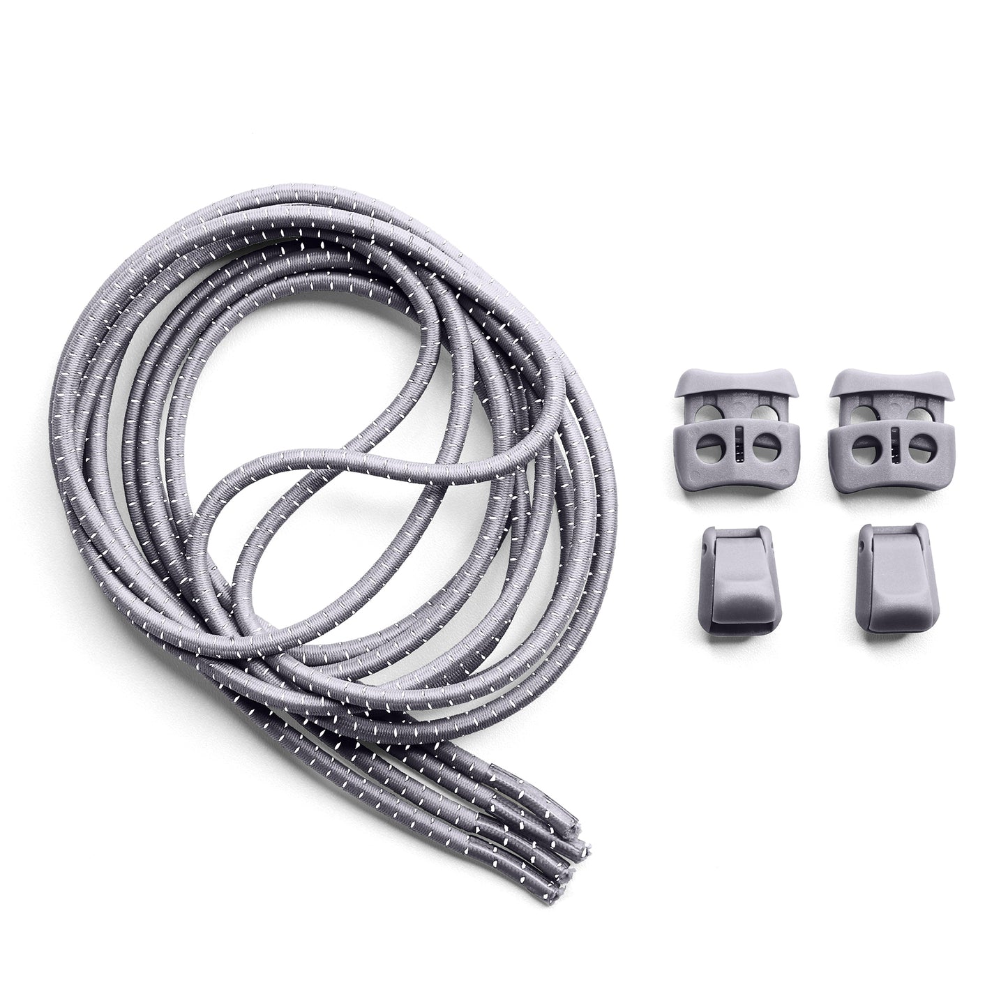 Grey Quick Lock No Tie Elastic Shoelaces