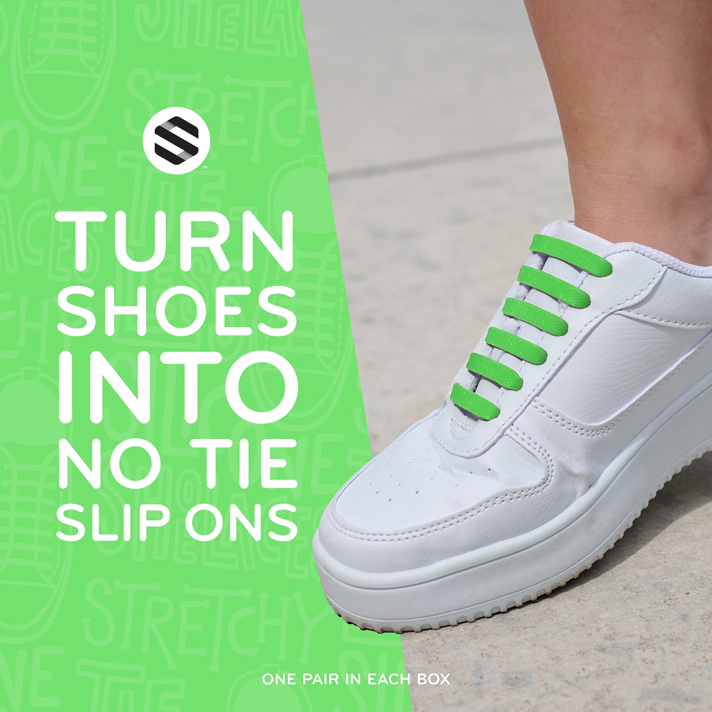 Green Stretchy Tieless Silicone Elastic Shoelaces | 16 Straps