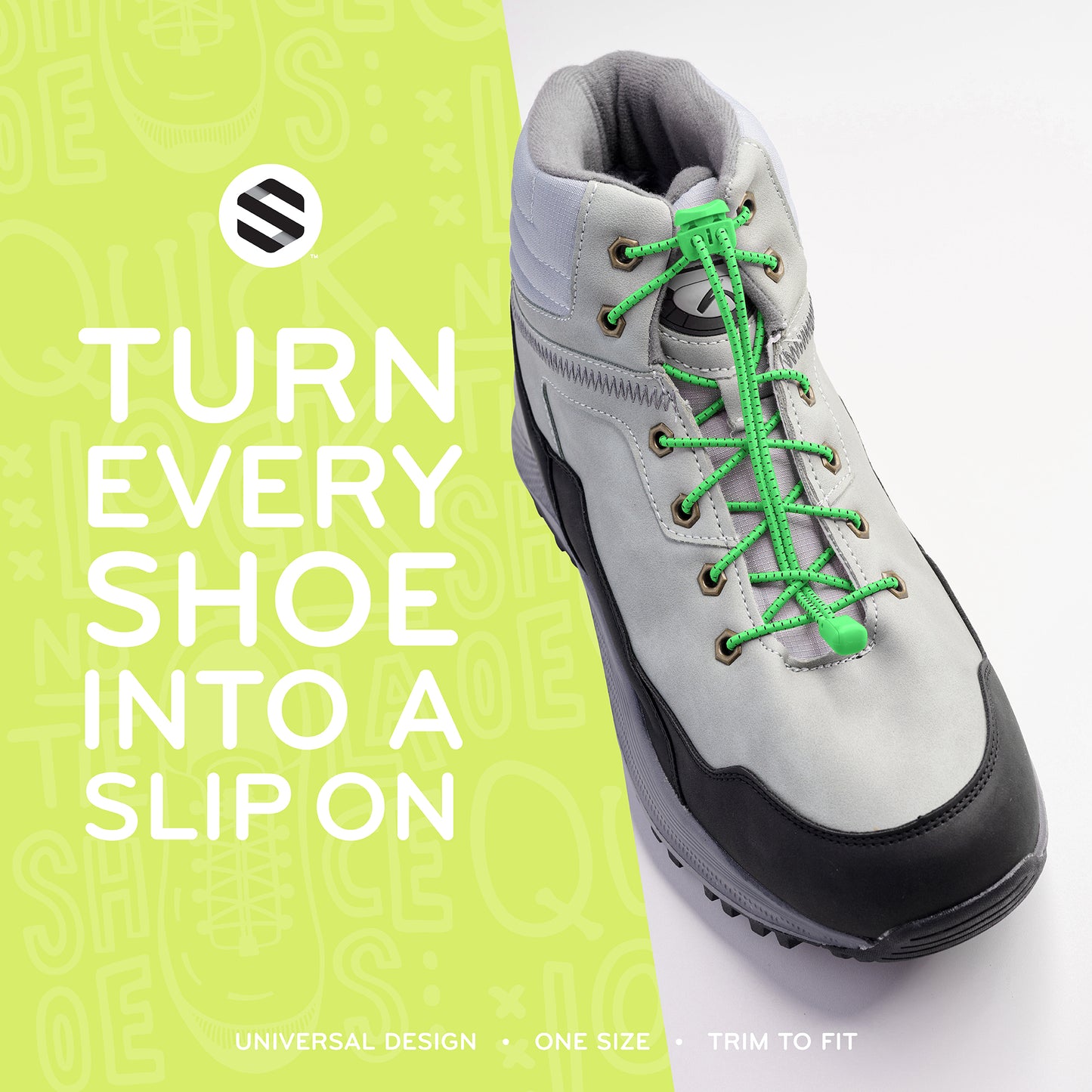 Green Quick Lock No Tie Elastic Shoelaces