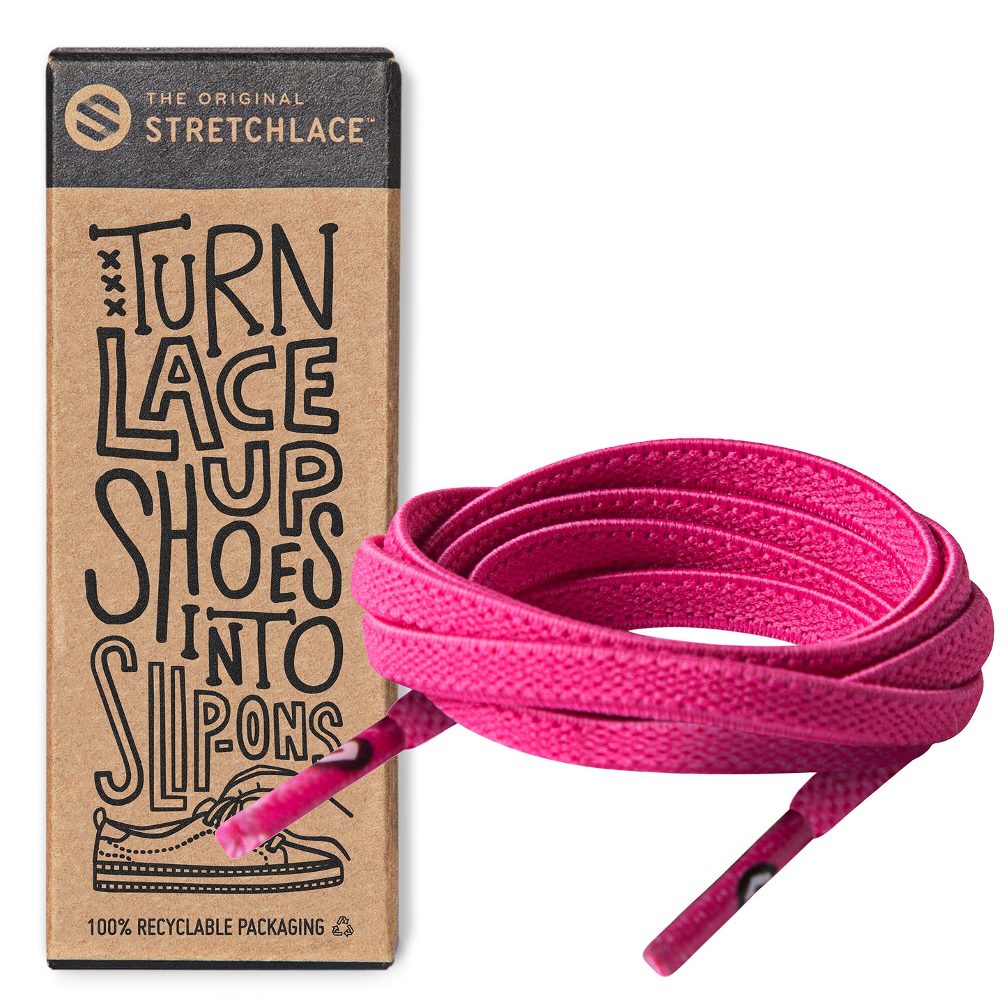 Neon Pink Flat Elastic Stretch Shoe Laces