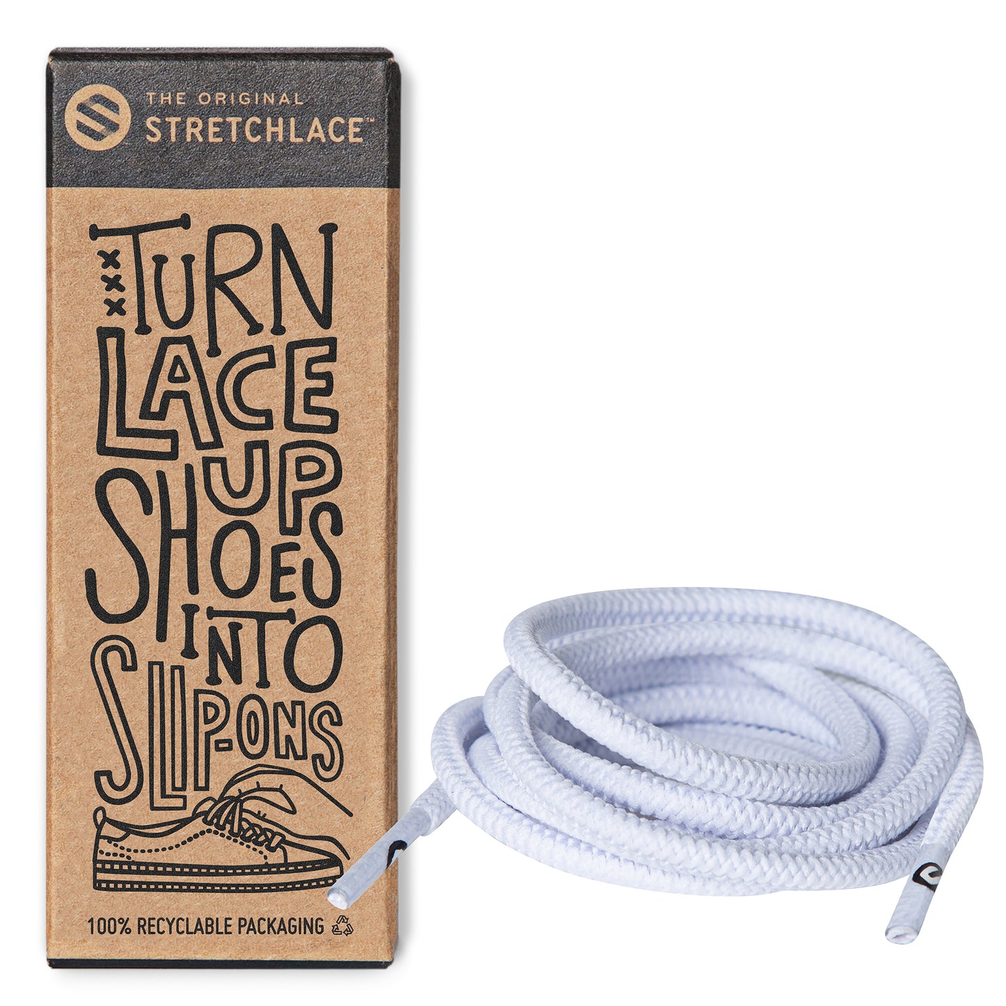 White Round Elastic Stretch Shoe Laces