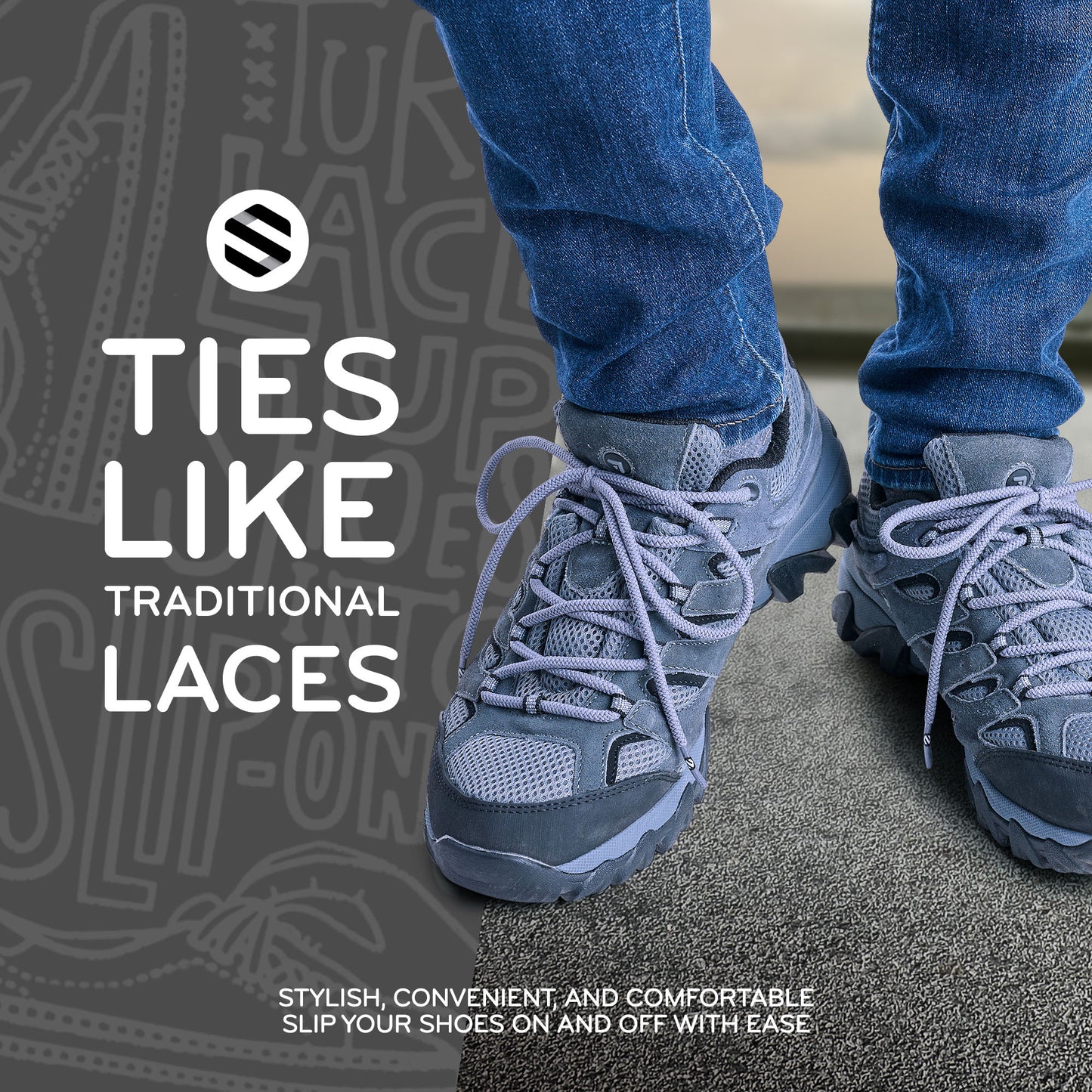 Grey Round Elastic Stretch Shoe Laces