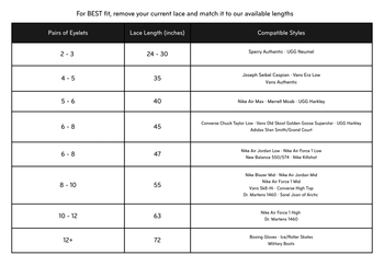 Shoe Lace Length Chart: Find Your Perfect Fit – The Original Stretchlace