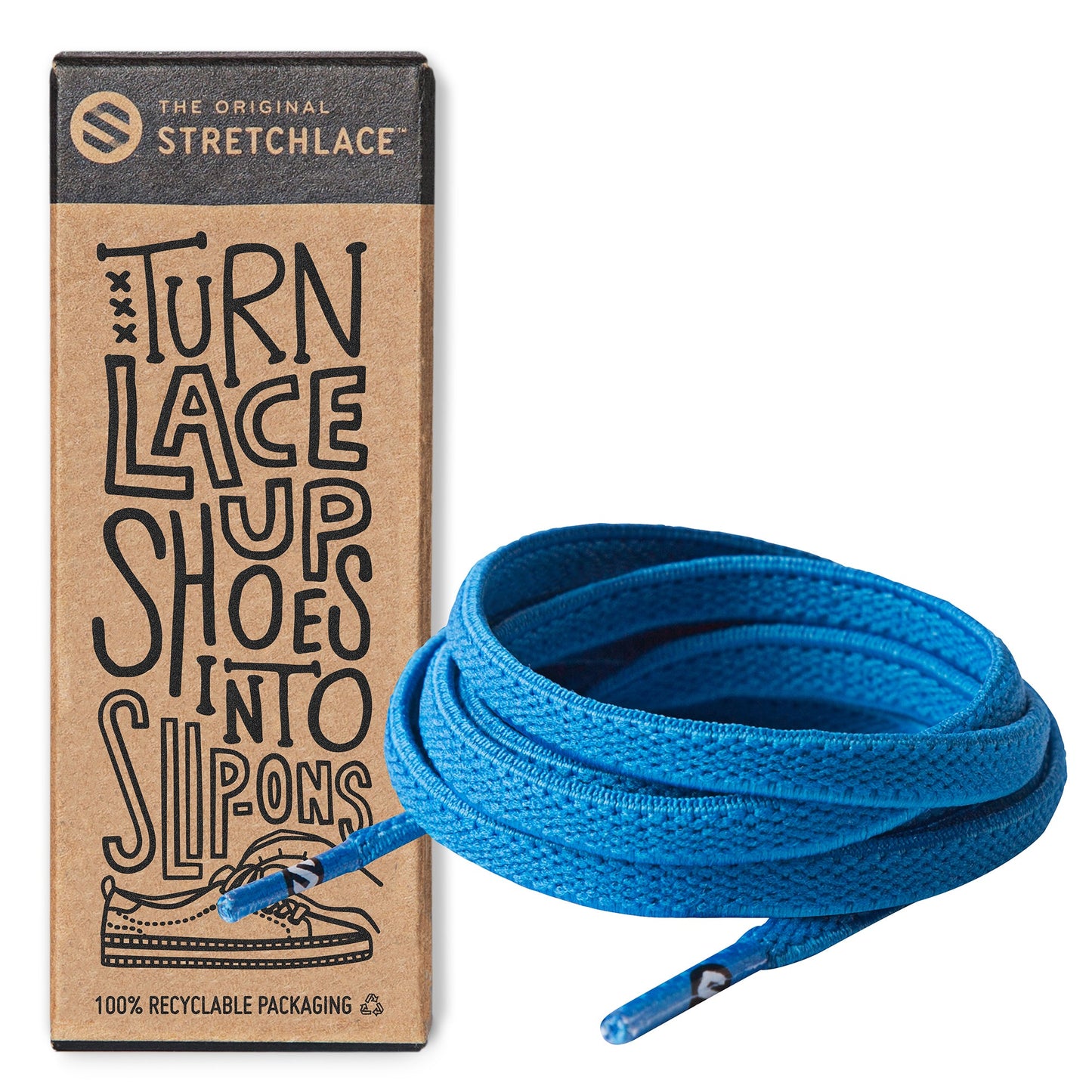 Neon Blue Flat No-Tie Elastic Shoelaces