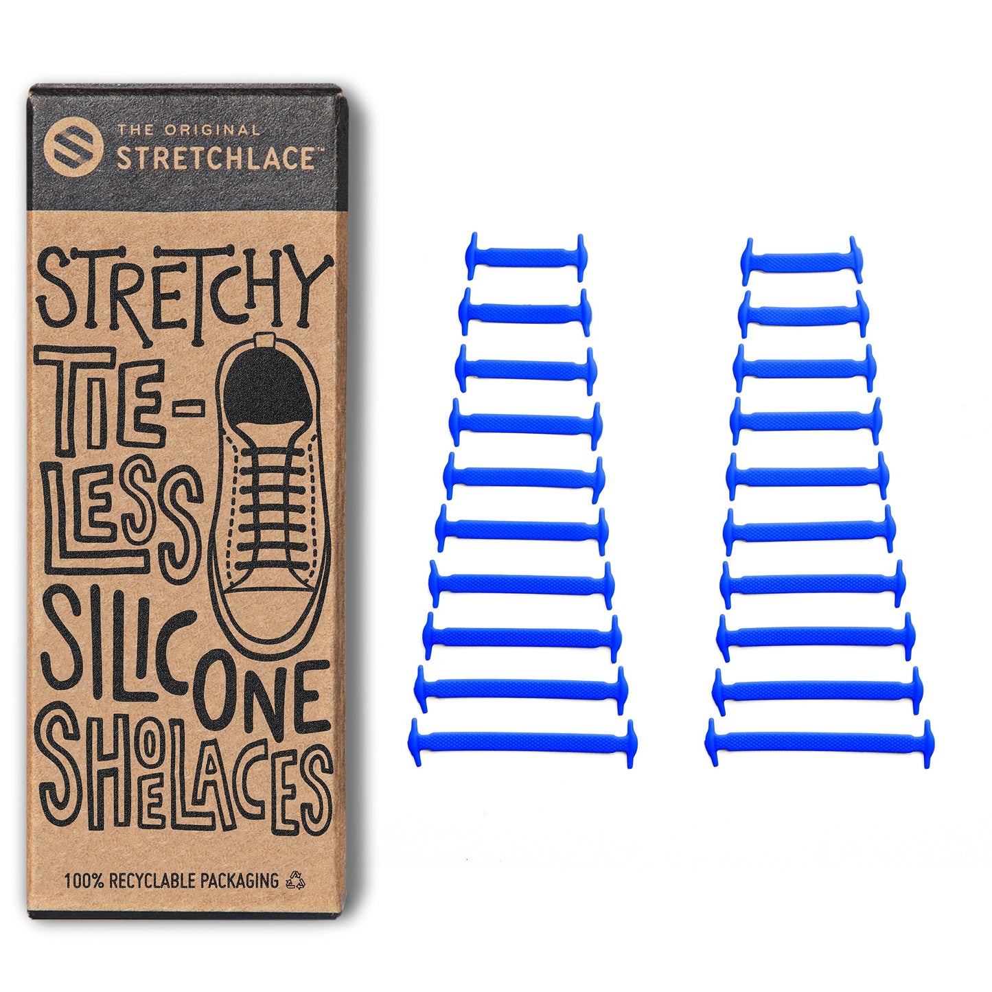 Blue Tieless Silicone No-Tie Shoelaces
