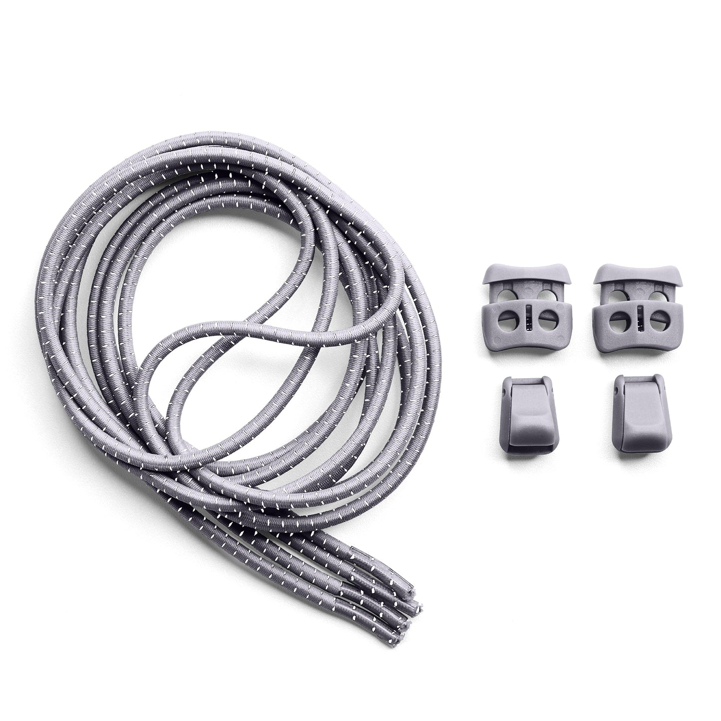 Grey Quick Lock No-Tie Elastic Shoelaces — view 2