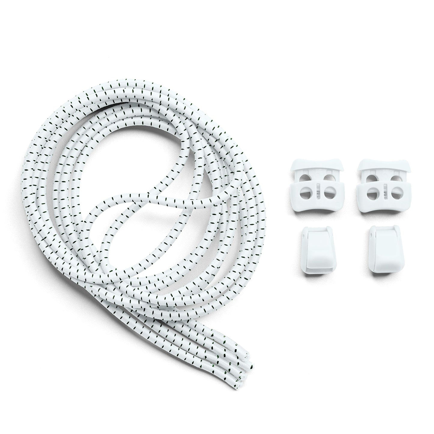White Quick Lock No-Tie Elastic Shoelaces — view 2
