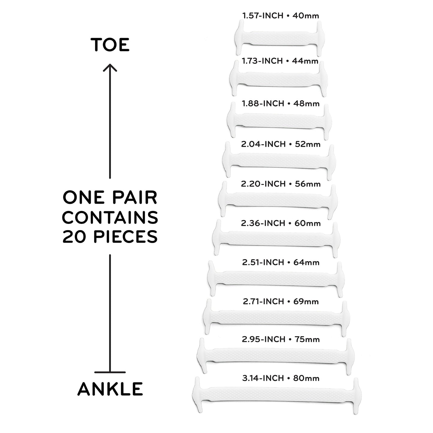White Tieless Silicone No-Tie Shoelaces — view 3