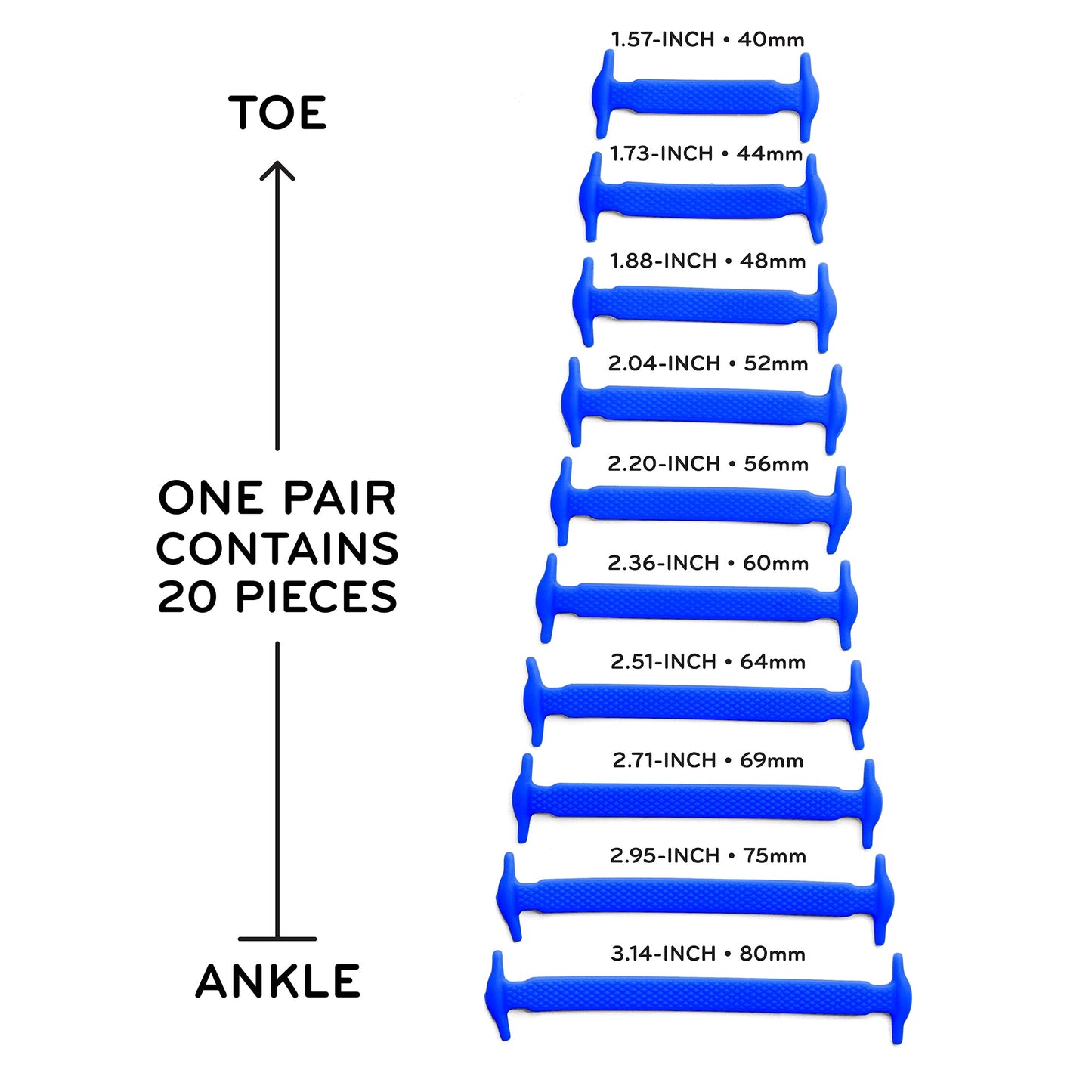 Blue Tieless Silicone No-Tie Shoelaces — view 3