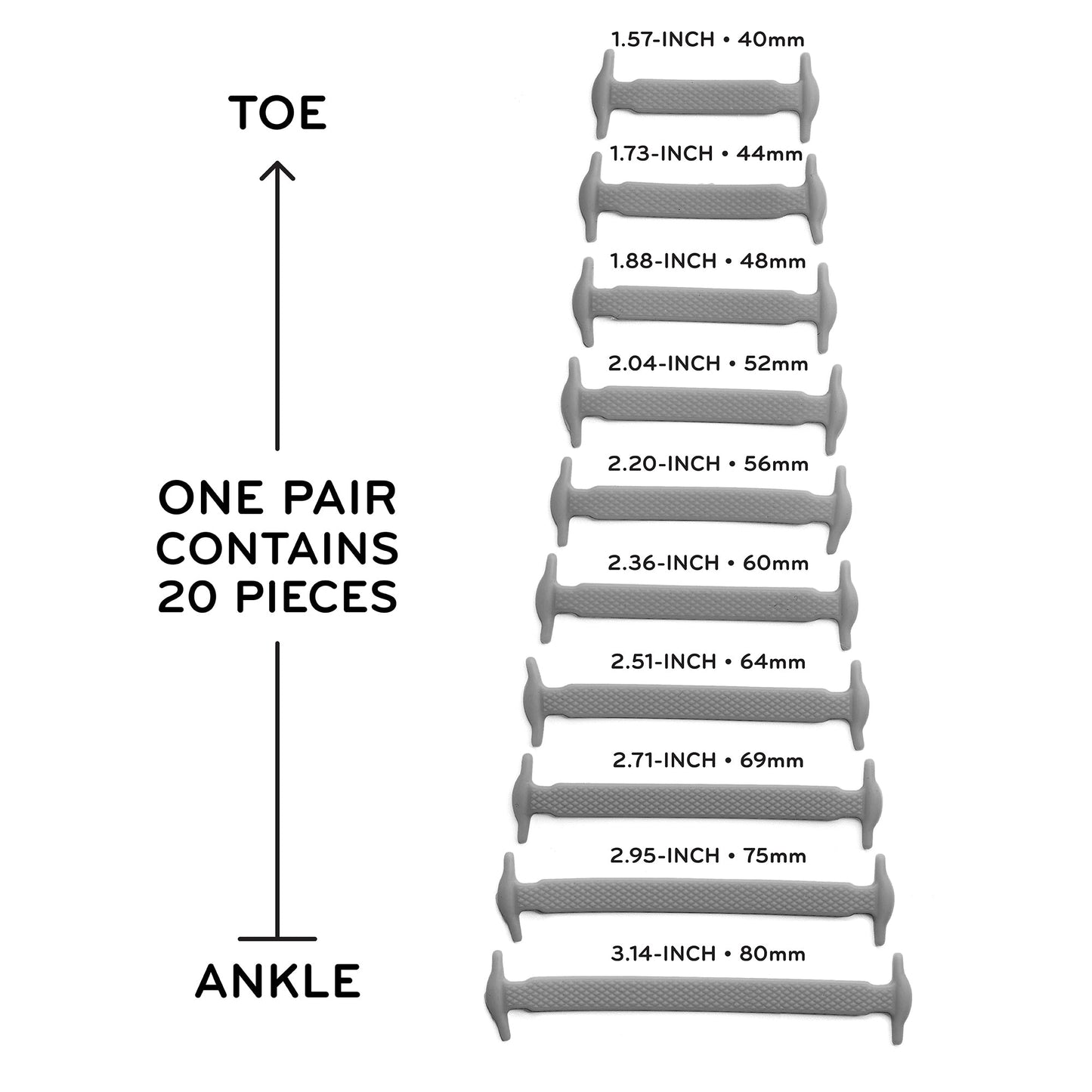 Grey Tieless Silicone No-Tie Shoelaces — view 3