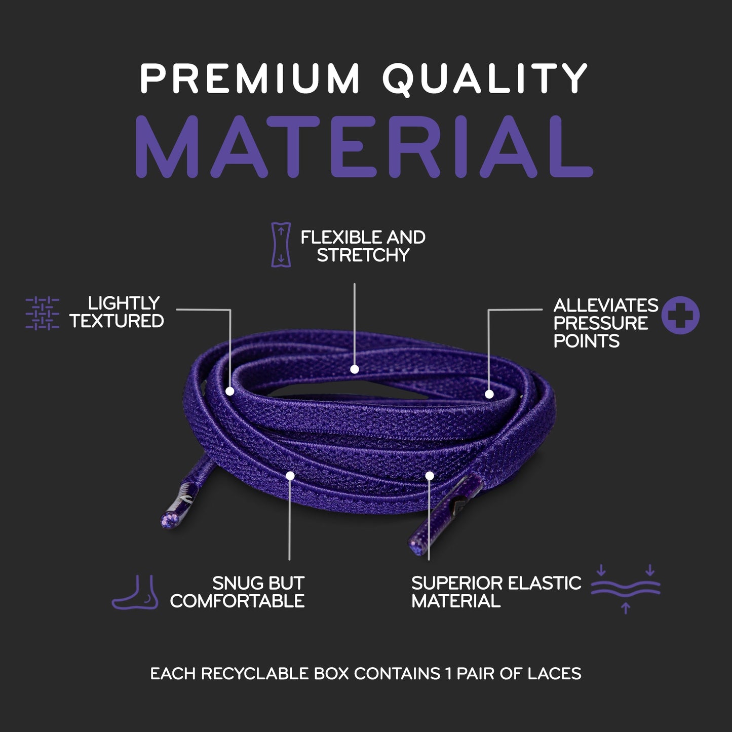 Purple Flat No-Tie Elastic Shoelaces — view 5