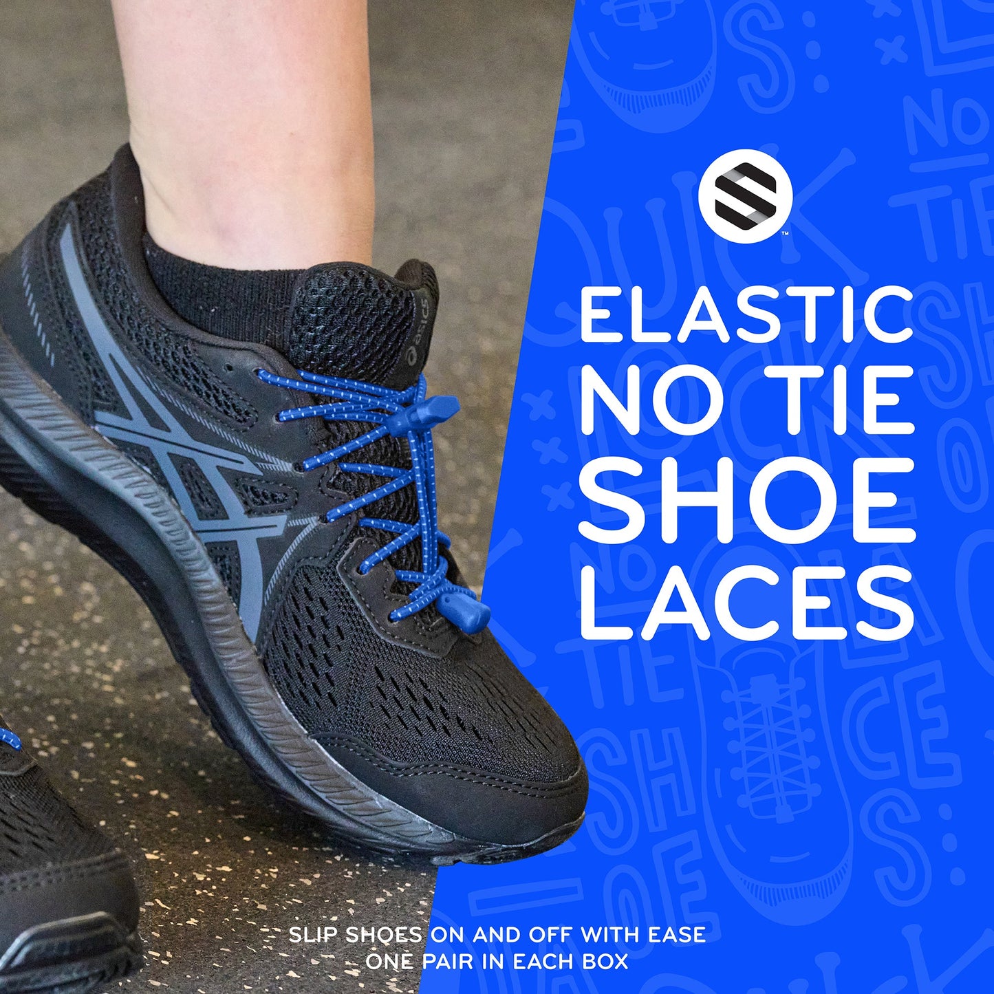 Blue Quick Lock No-Tie Elastic Shoelaces — view 3