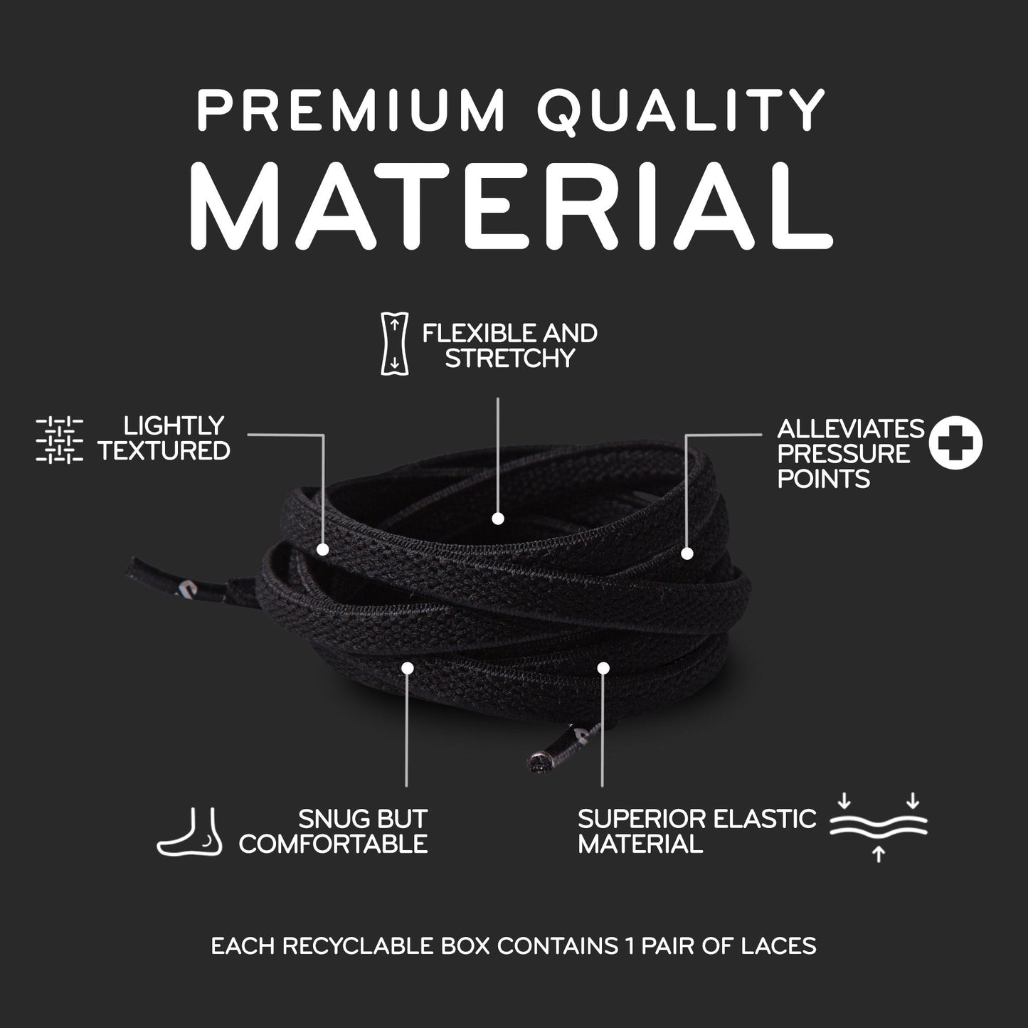 Black Flat No-Tie Elastic Shoelaces — view 5