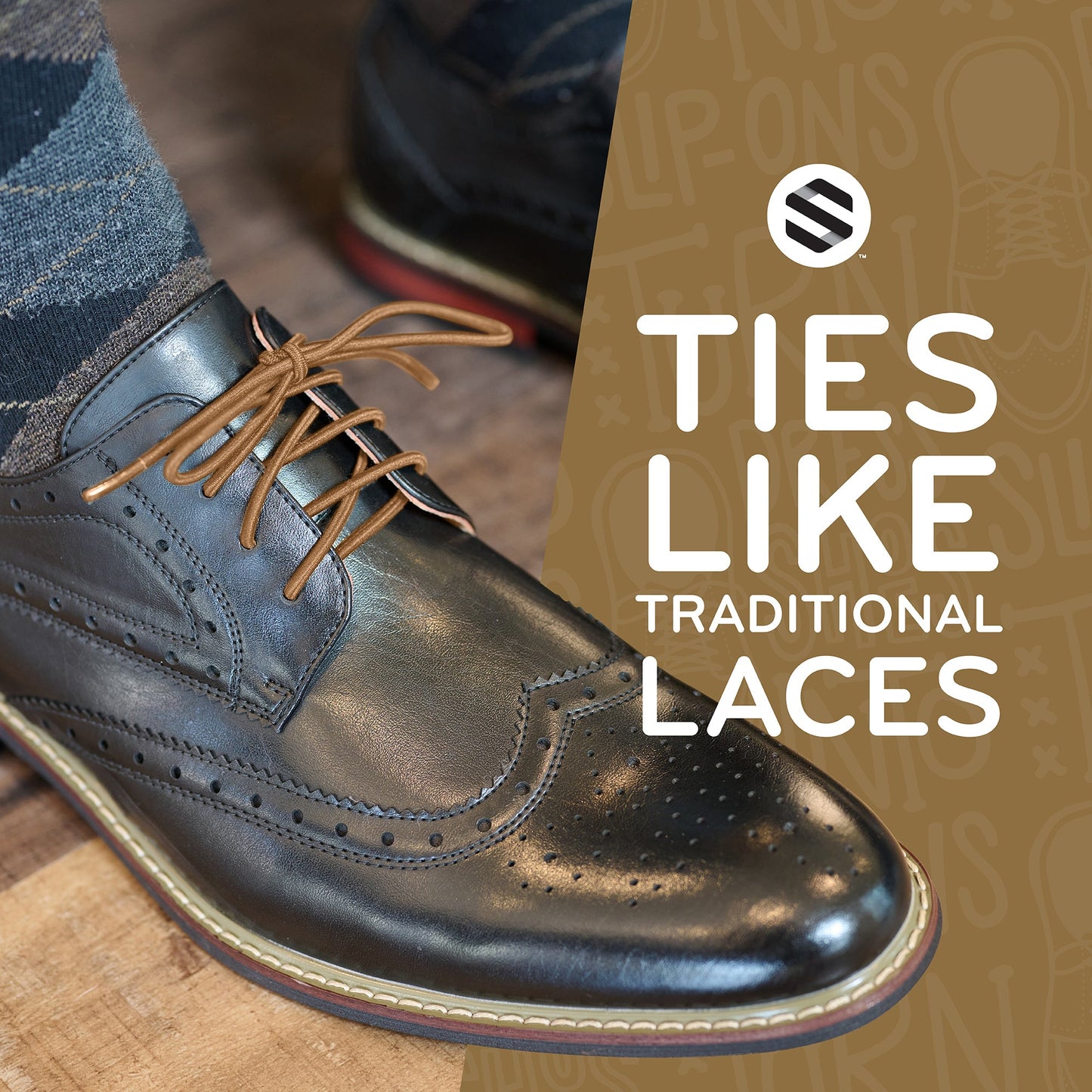 Light Brown Dress No-Tie Elastic Shoelaces — view 3