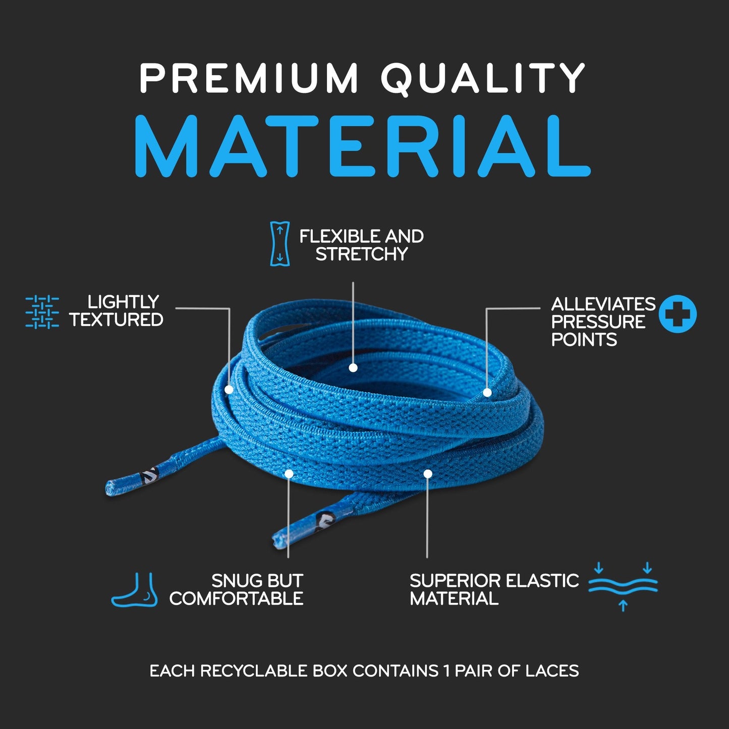 Neon Blue Flat No-Tie Elastic Shoelaces — view 5