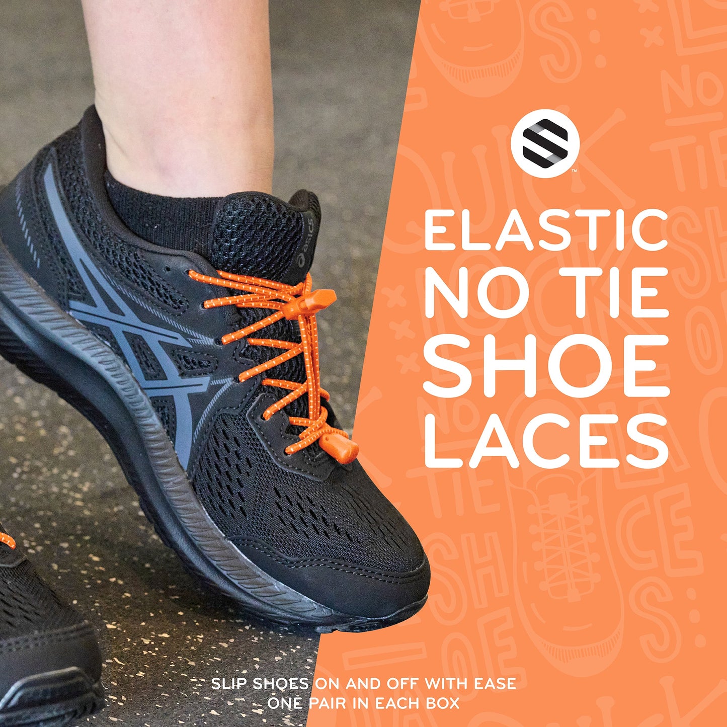 Orange Quick Lock No-Tie Elastic Shoelaces — view 3