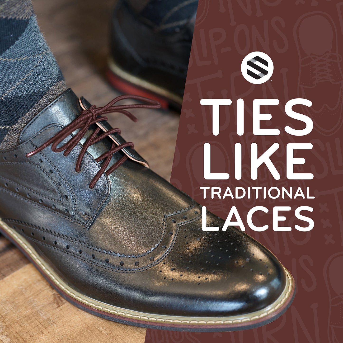 Dark Brown Dress No-Tie Elastic Shoelaces — view 3