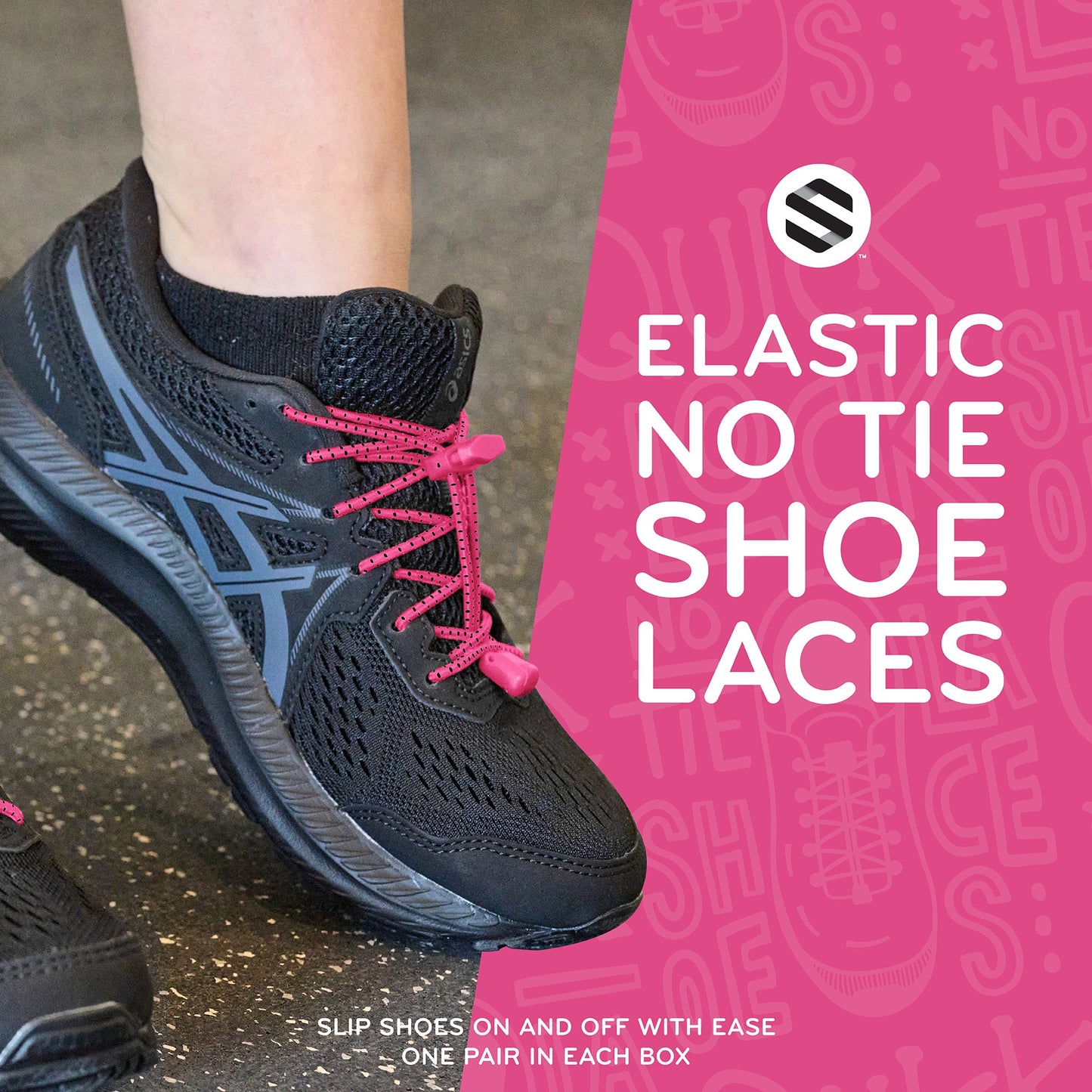 Pink Quick Lock No-Tie Elastic Shoelaces — view 3