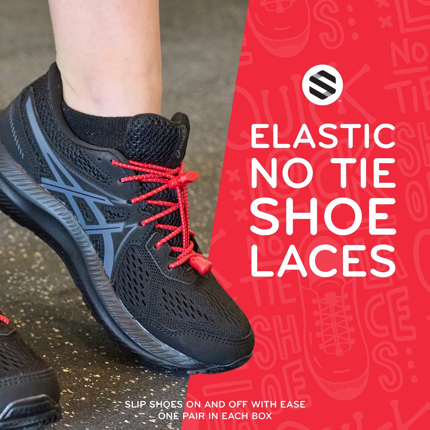 Red Quick Lock No-Tie Elastic Shoelaces — view 3