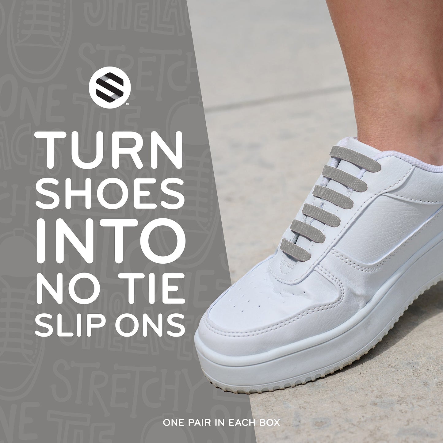 Grey Tieless Silicone No-Tie Shoelaces — view 4