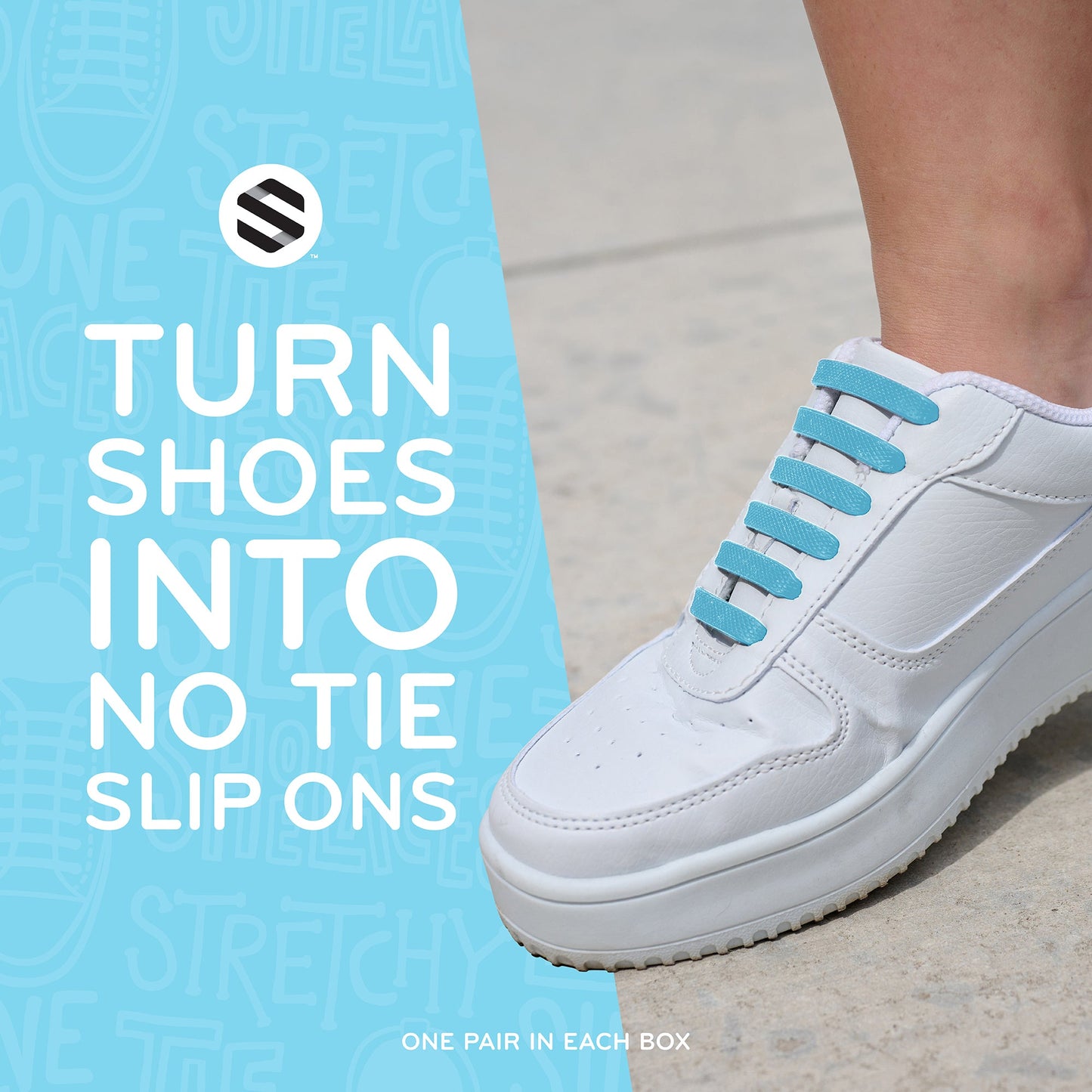 Light Blue Tieless Silicone No-Tie Shoelaces — view 4