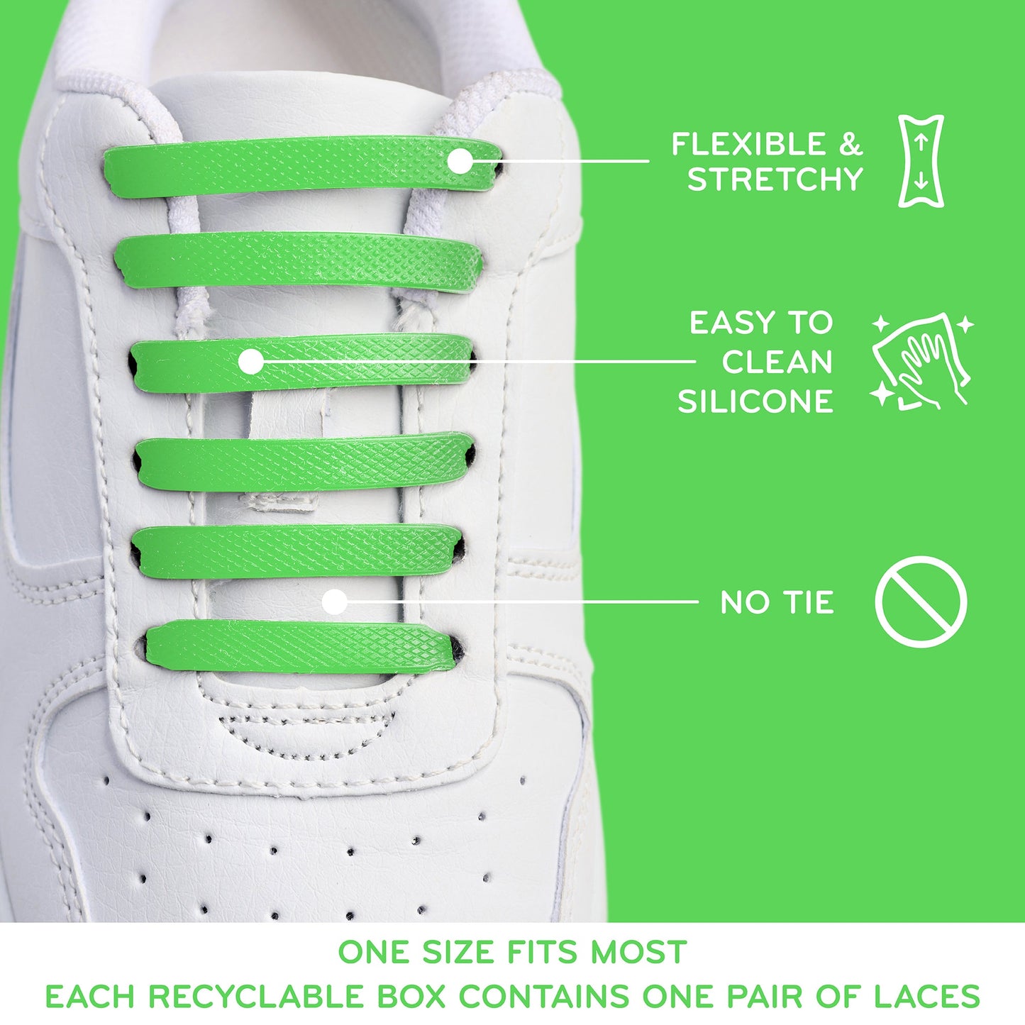Green Tieless Silicone No-Tie Shoelaces — view 5