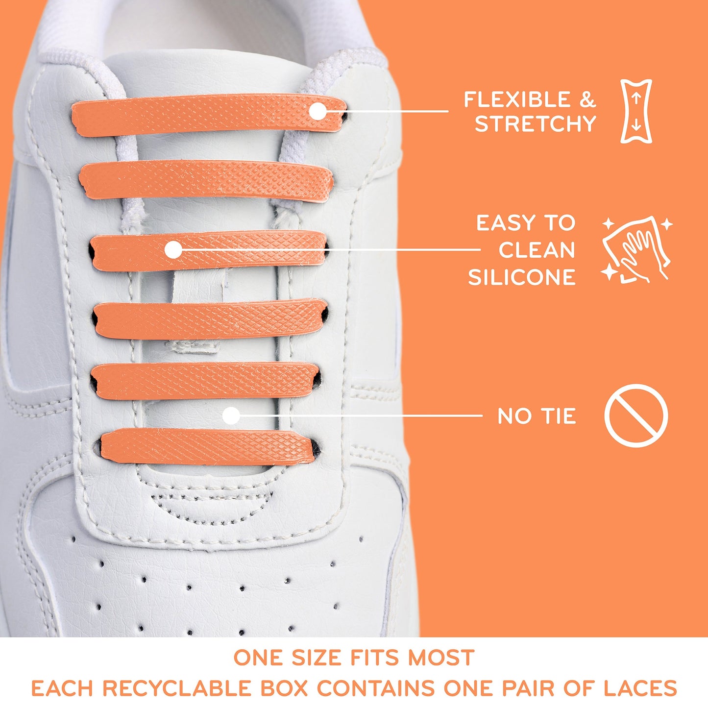 Orange Tieless Silicone No-Tie Shoelaces — view 5
