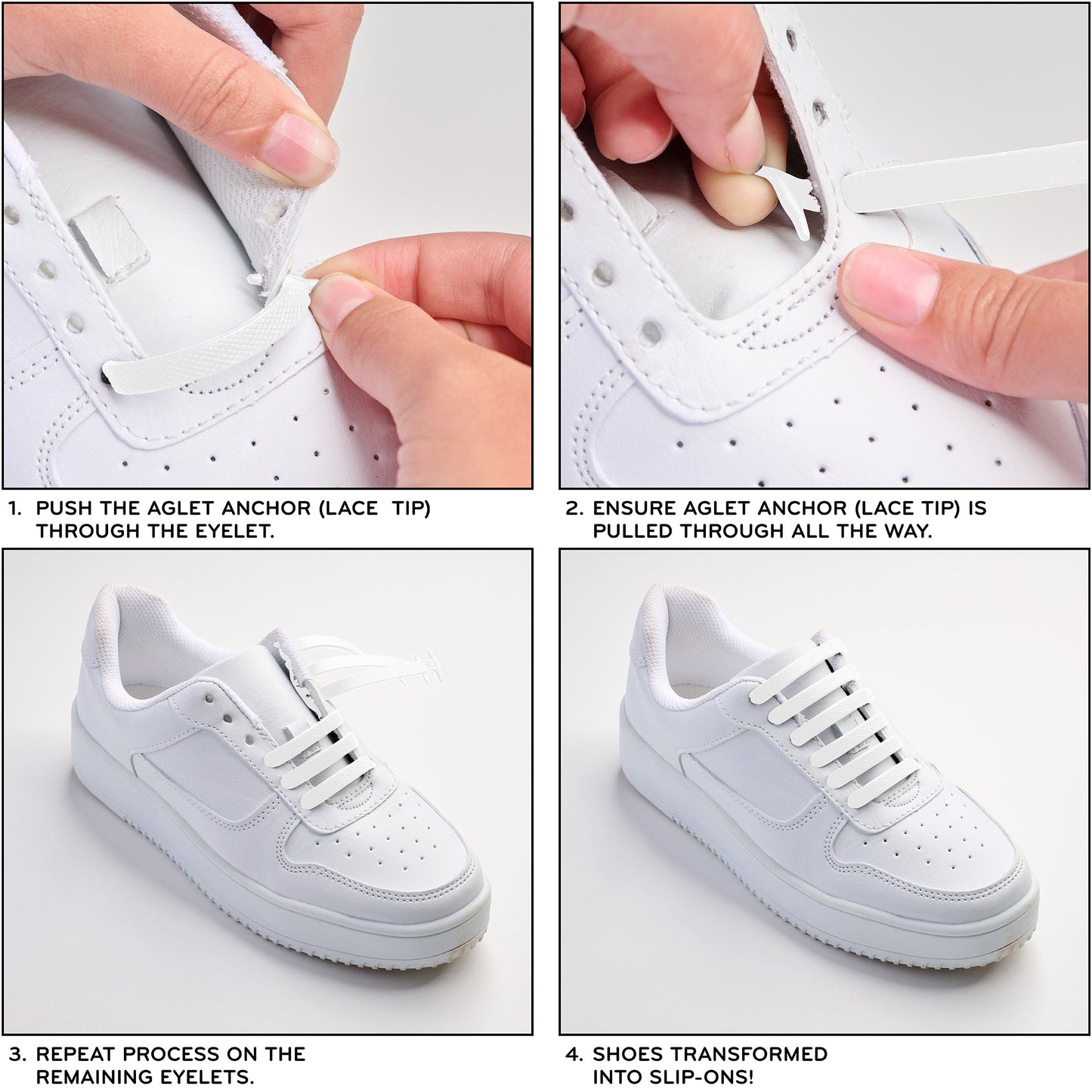 Black Tieless Silicone No-Tie Shoelaces — view 24