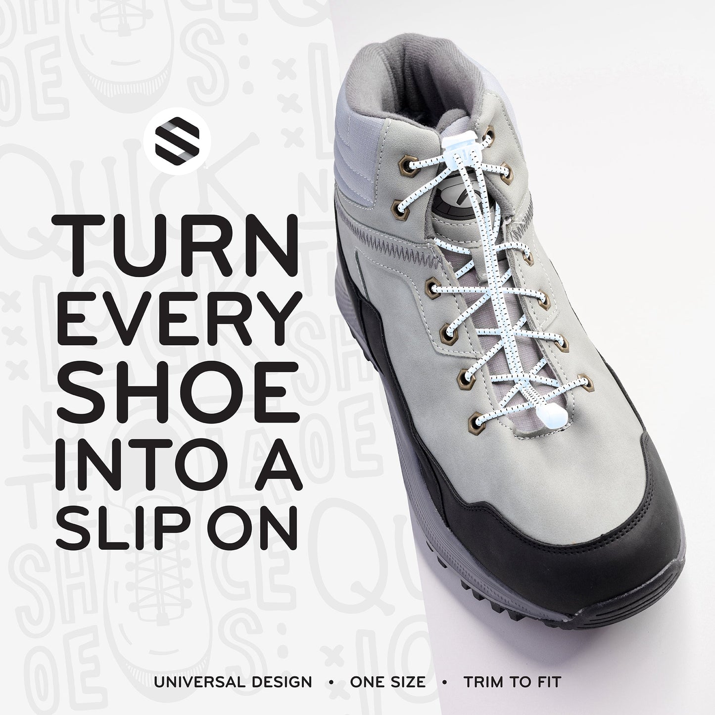 White Quick Lock No-Tie Elastic Shoelaces — view 6