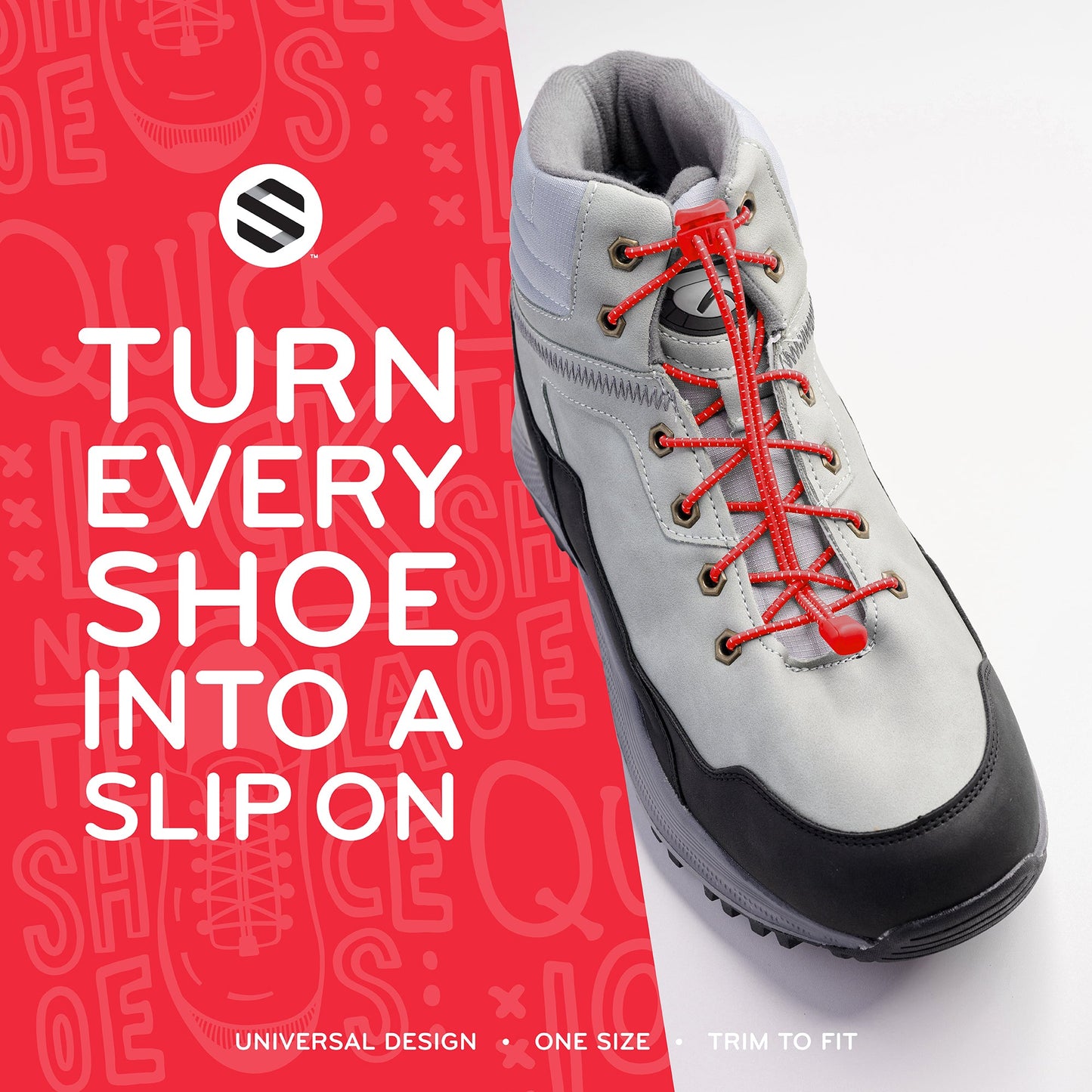Red Quick Lock No-Tie Elastic Shoelaces — view 6