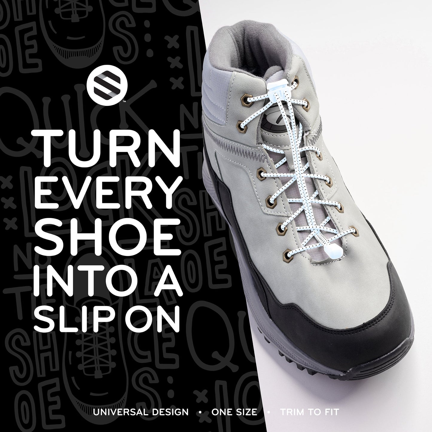 Black Quick Lock No-Tie Elastic Shoelaces — view 6