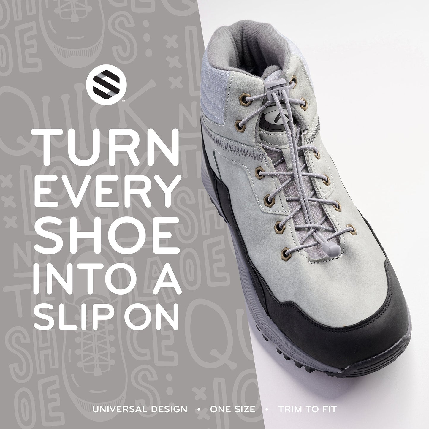 Grey Quick Lock No-Tie Elastic Shoelaces — view 6