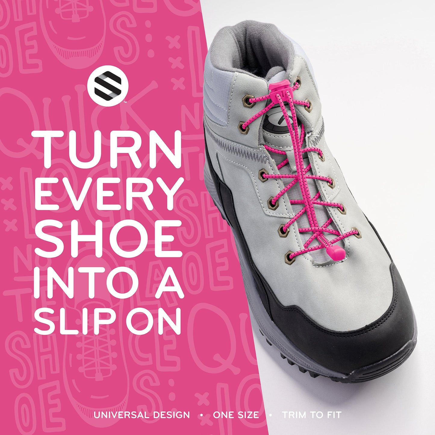 Pink Quick Lock No-Tie Elastic Shoelaces — view 6