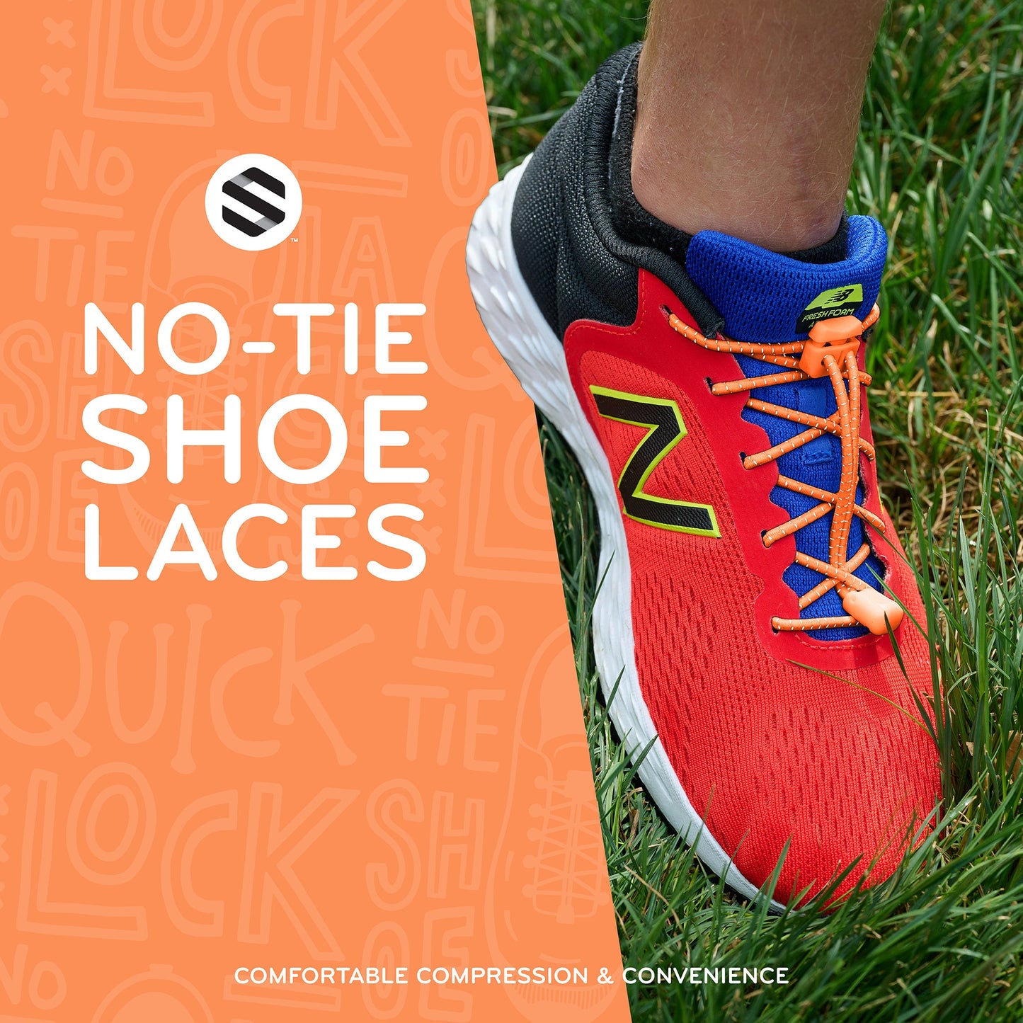 Orange Quick Lock No-Tie Elastic Shoelaces — view 7