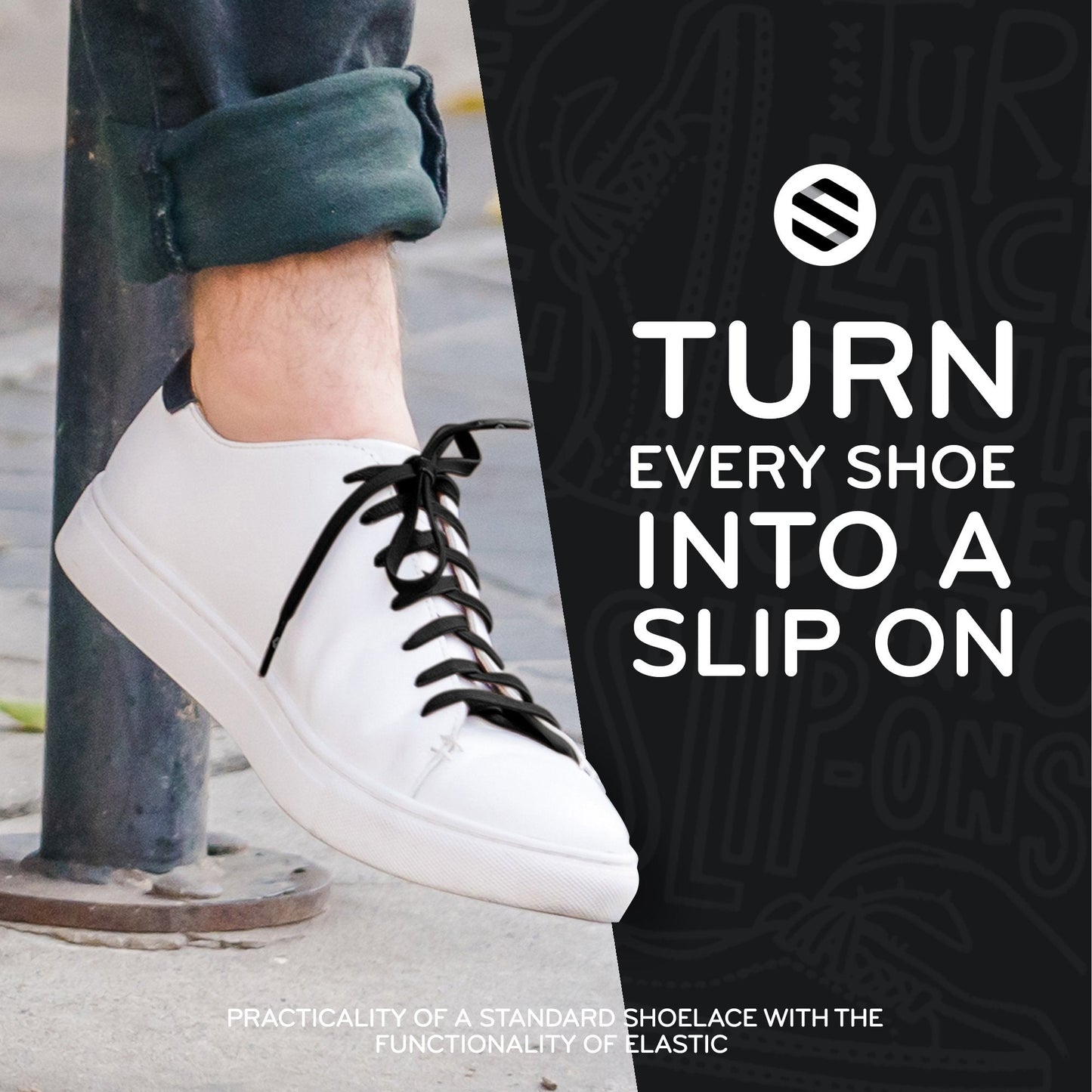 Black Flat No-Tie Elastic Shoelaces — view 7
