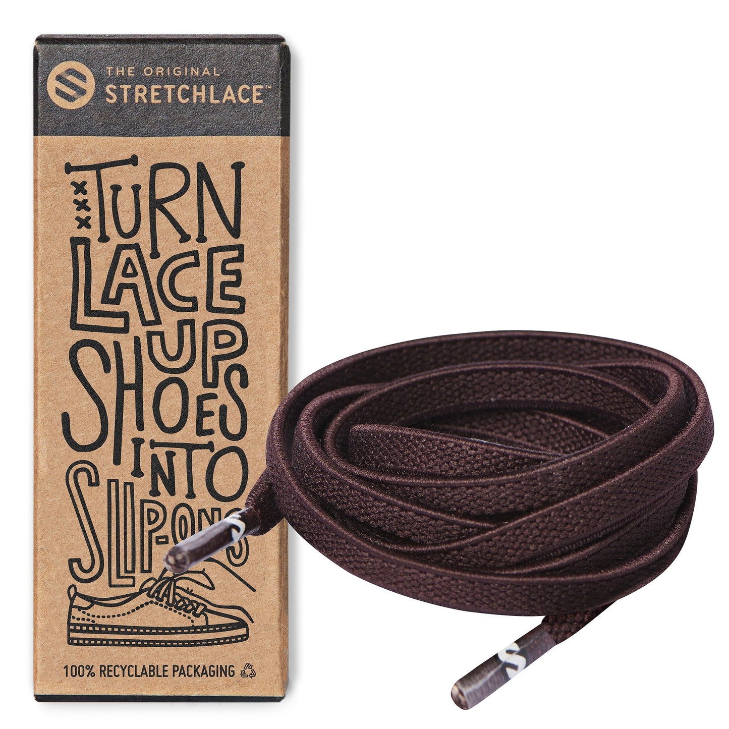 Dark Brown Flat No-Tie Elastic Shoelaces