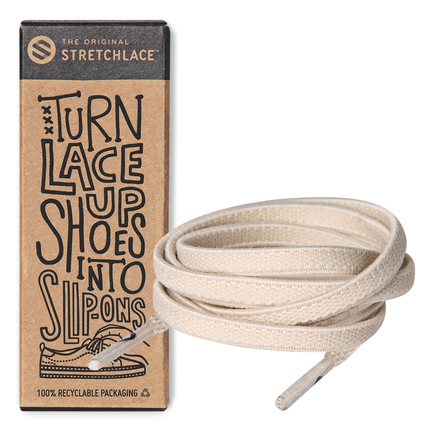 Ivory Flat No-Tie Elastic Shoelaces