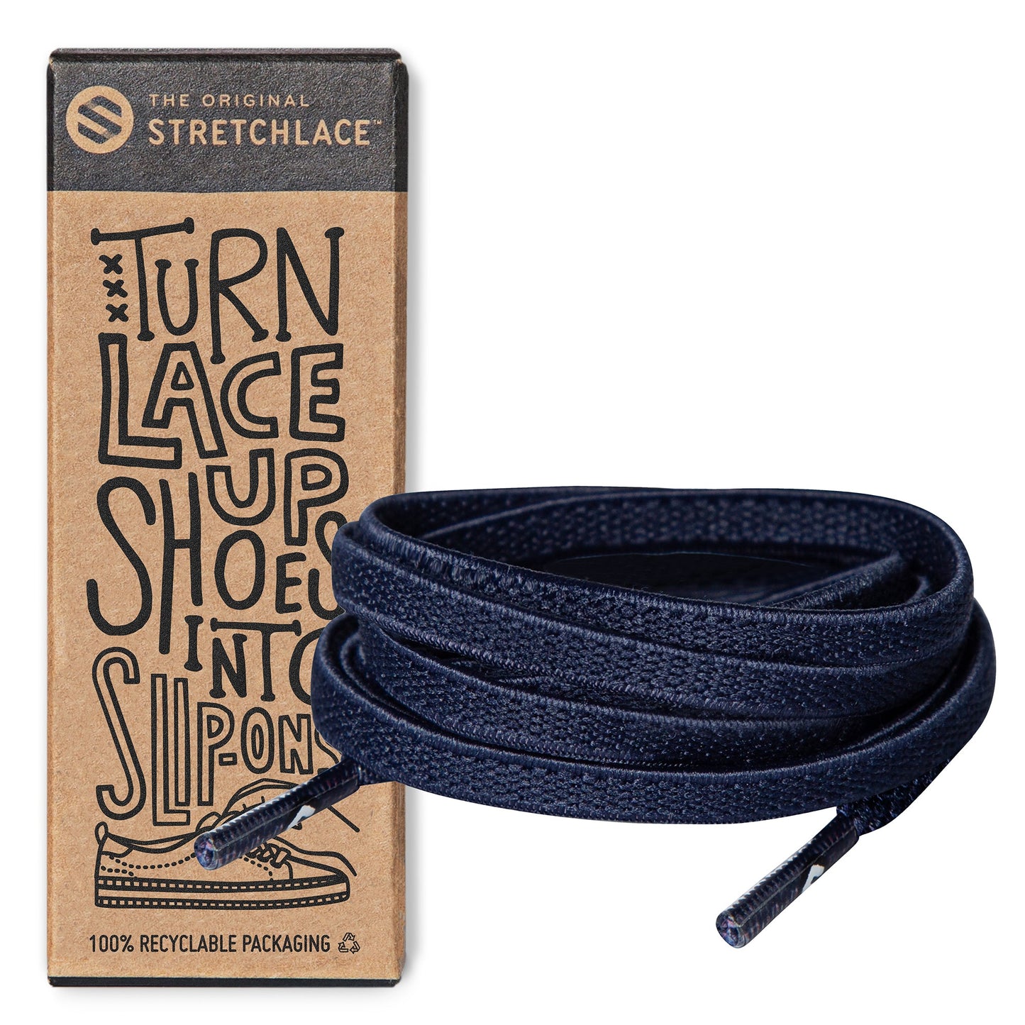 Navy Flat No-Tie Elastic Shoelaces
