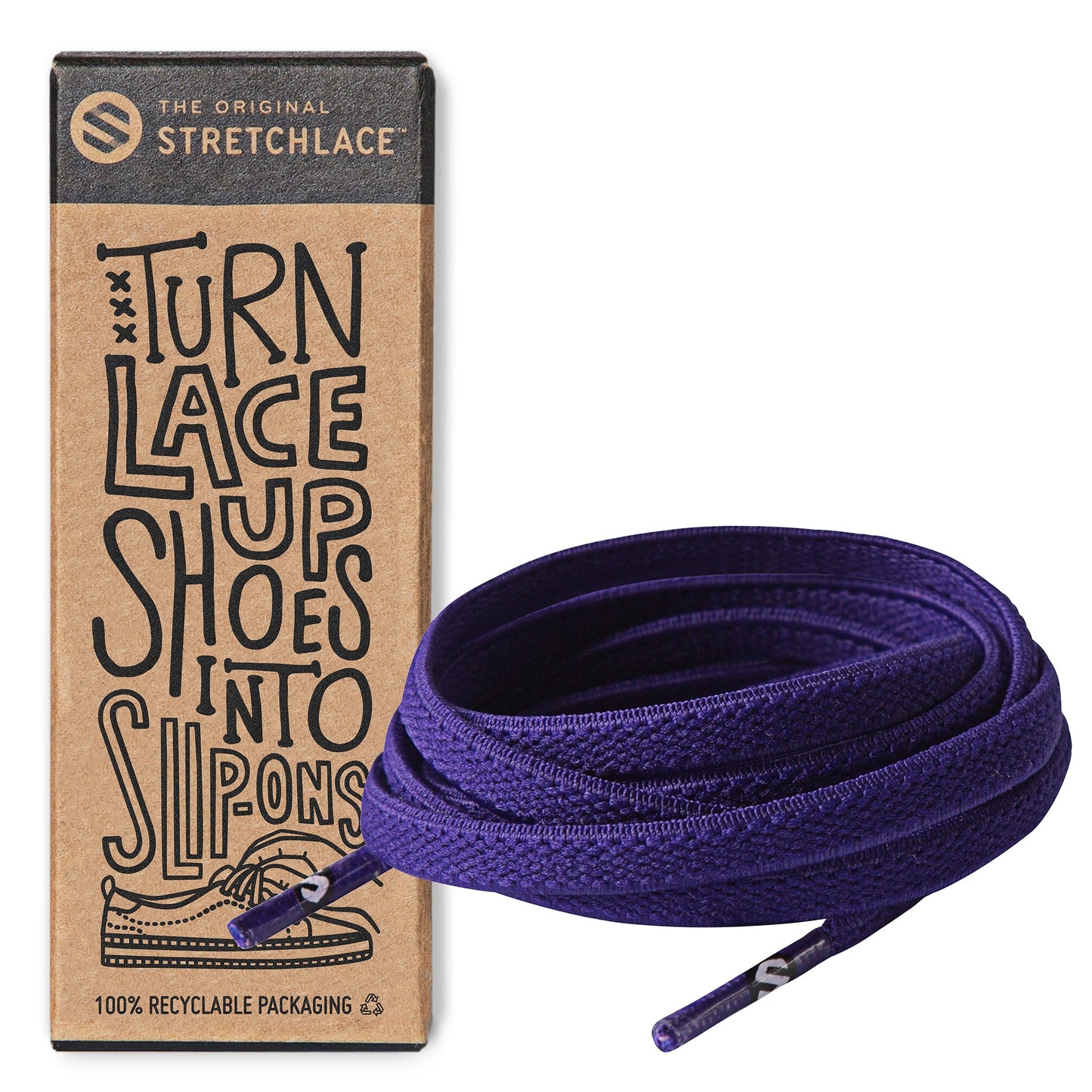Purple Flat No-Tie Elastic Shoelaces