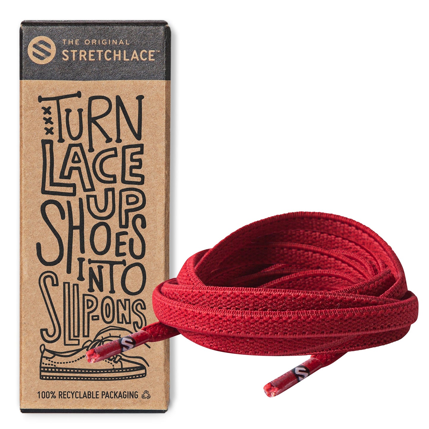 Red Flat No-Tie Elastic Shoelaces