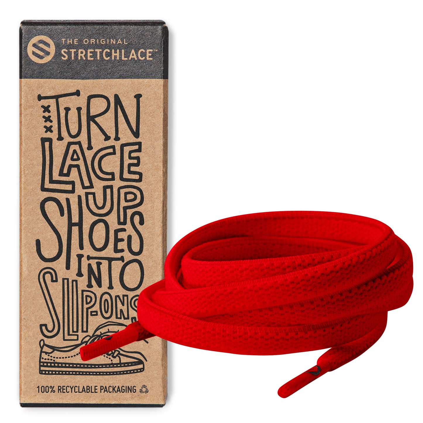 Red Orange Flat No-Tie Elastic Shoelaces