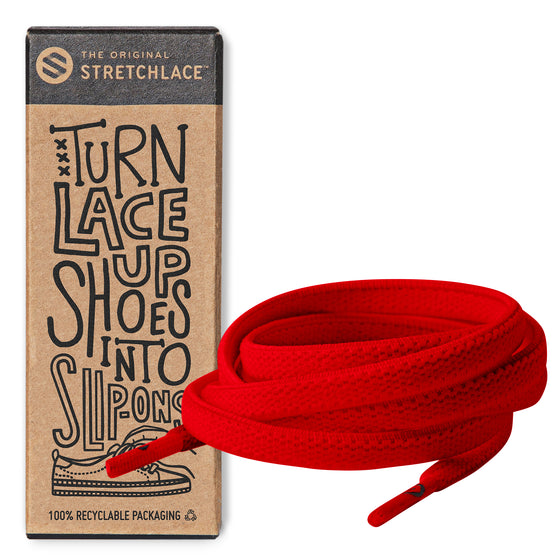 Red Orange Flat Elastic Stretch Shoe Laces