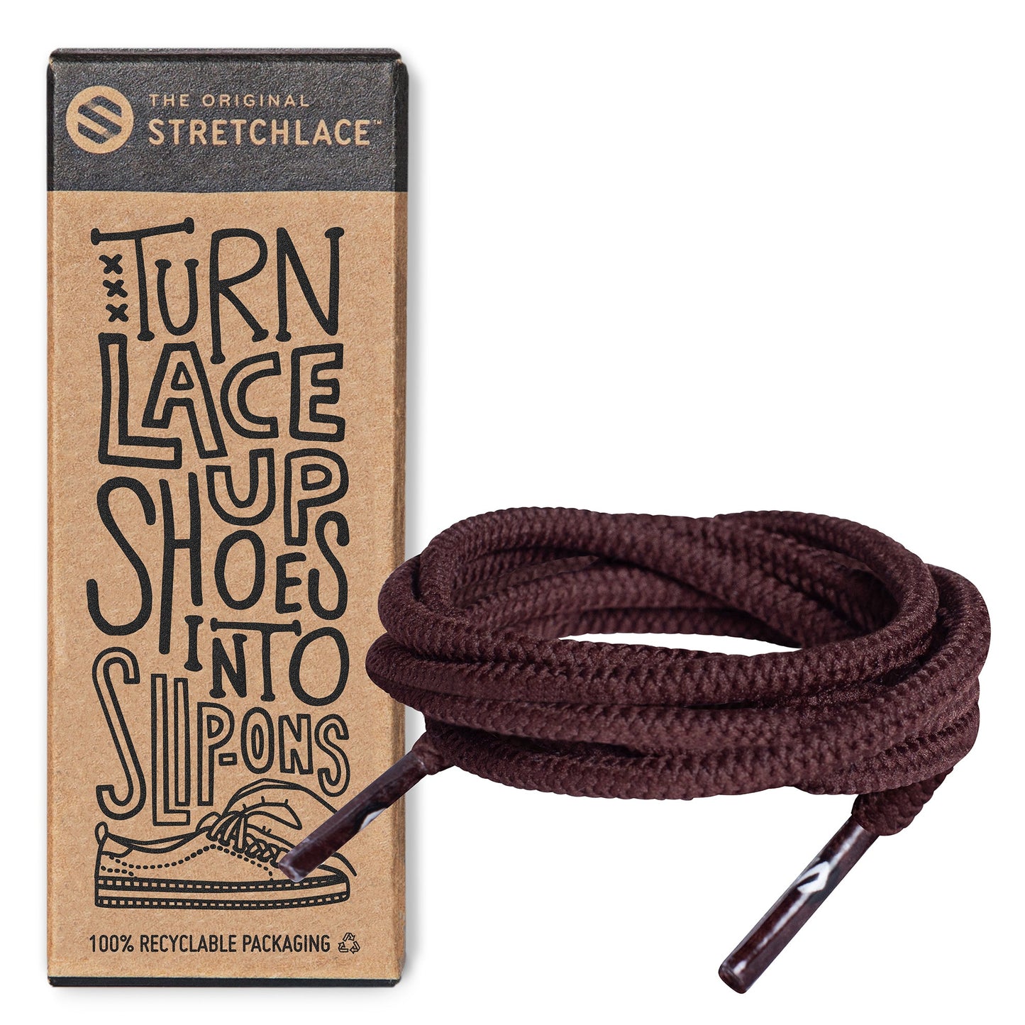 Dark Brown Round No-Tie Elastic Shoelaces