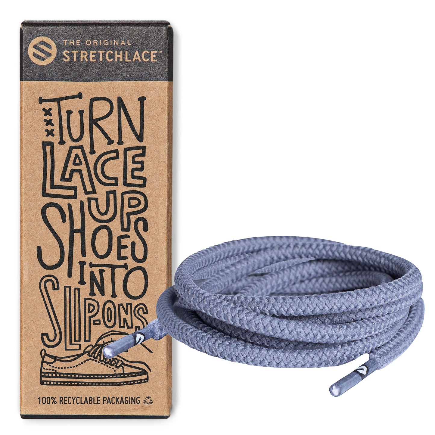 Light Grey Round No-Tie Elastic Shoelaces