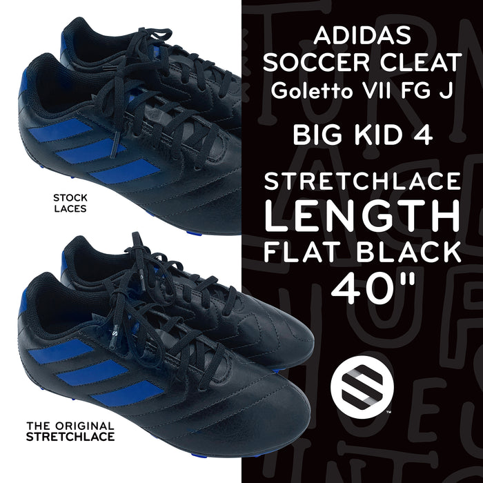 Adidas Goletto VII FG J Soccer Cleat with 40 inch 4mm flat Stretchlace elastic shoelaces